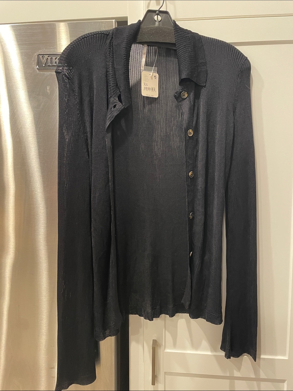 Free People Black Lightweight Button-Front Cardigan